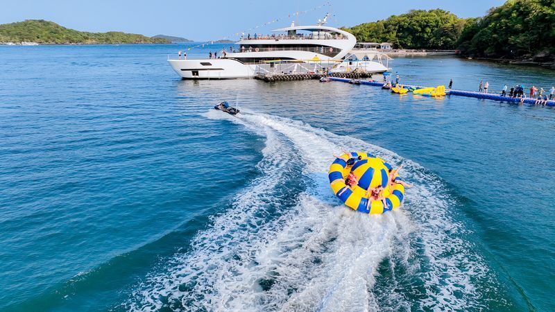 Experience Sea Sports at Nautilus Namaste Cruise & Canoe transfer - Swimming and snorkeling between the rides
