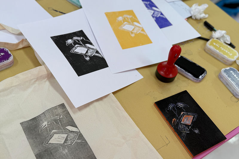 Explore the Art of Print Making in Singapore - Carving a stamp in relief printmaking