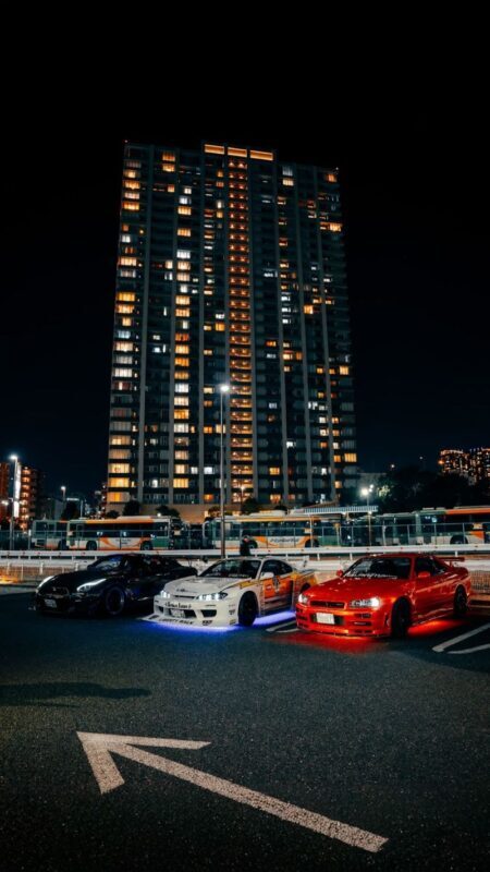 FAST & FURIOUS TOKYO DRIFT - GAIJINTUNED Tokyo Daikoku JDM Car Meet - Rainbow Bridge and Tokyo Tower after dark