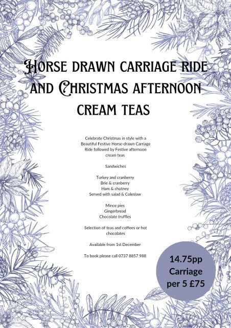 Festive Carriage Ride Including Festive Afternoon Cream Tea - Inclusions