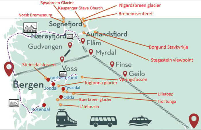 Flåm Flexible Tour with Stegastein, cruise and train include - FAQ