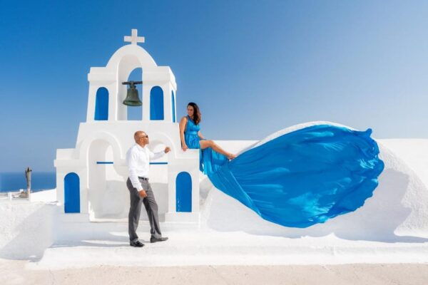 Flying Dress Dream Photoshoot Santorini - Unique Locations in Santorini