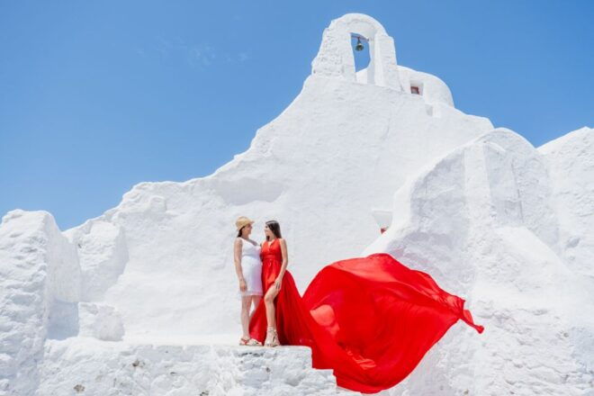 Flying Dress Mykonos Photoshoot - Choosing Your Flymyk Dress