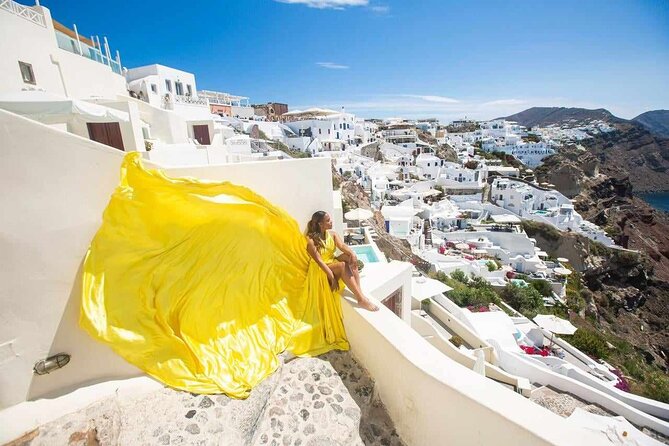 Flying Dress Photo in Santorini Greece - Meeting and Pickup Information