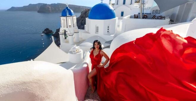 Flying Dress Photoshoot Santorini - Dress Selection