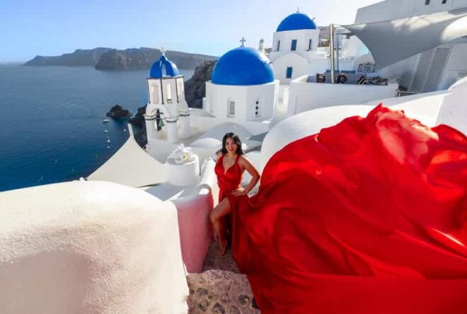 Flying Dress Photoshoot Santorini - Professional Photography
