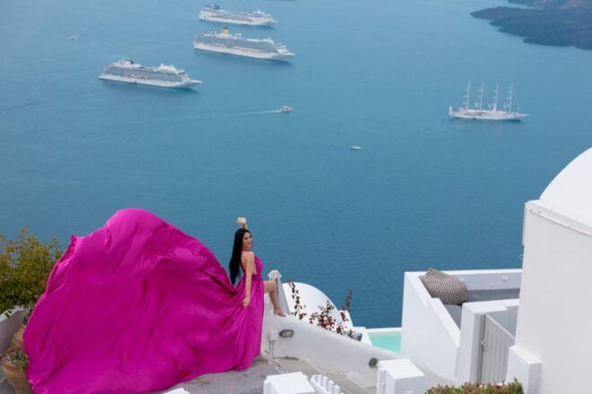 Flying Dress Santorini Photoshoot - Directions