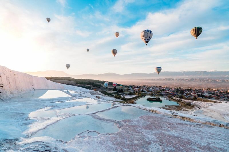 From Antalya: Pamukkale Hot Air Balloon Flight with Lunch - Pamukkale at sunrise, from the air or the ground