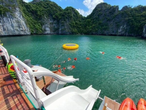 From Cat Ba Islands: Explore Floating Village, Beach, Kayak - Seafood Buffet on Luxury Ship