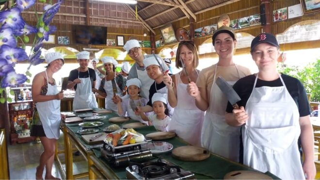 From Da Nang: Bay Mau Cooking Class, Basket Boat and Market - Meal Enjoyment