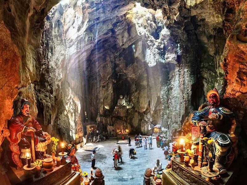 From Da Nang: Marble Mountains, Coconut Forest Basket Boat & Hoi An Ancient Town Tour - Hoi An after dark is lovely, but brief