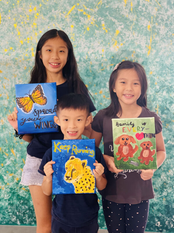 Fun Family Art Jamming Workshop in Singapore by PaintBlush Singapore - Snacks, drinks, and the BYOB detail