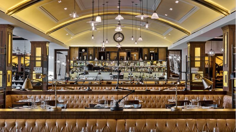 Gordon Ramsays Bread Street Kitchen in Atlantis the Palm - The room, terrace, and bar