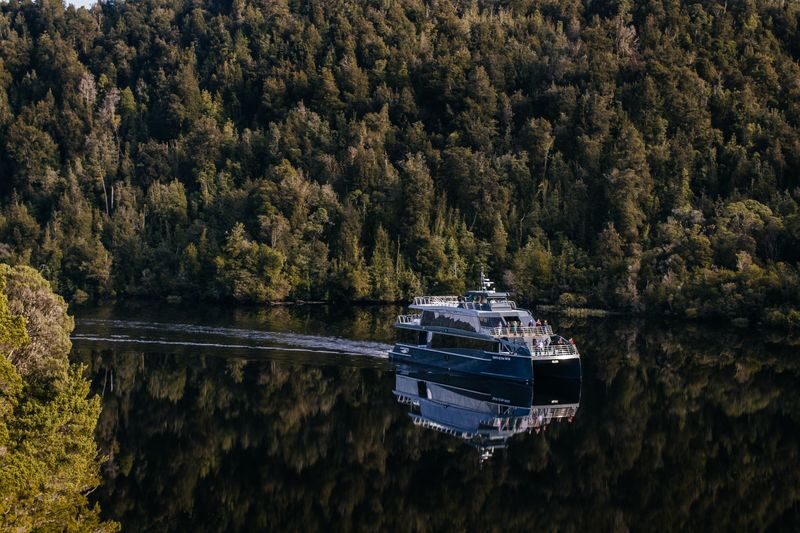 Gordon River Cruise Tour - Walking under the Huon pines at Heritage Landing