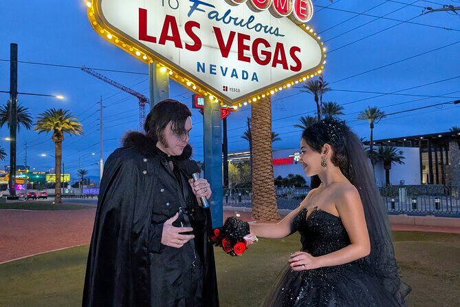 Goth Wedding or Vow Renewal at Vegas Sign with Props and Photos - An In-Depth Look at the Goth Wedding Experience