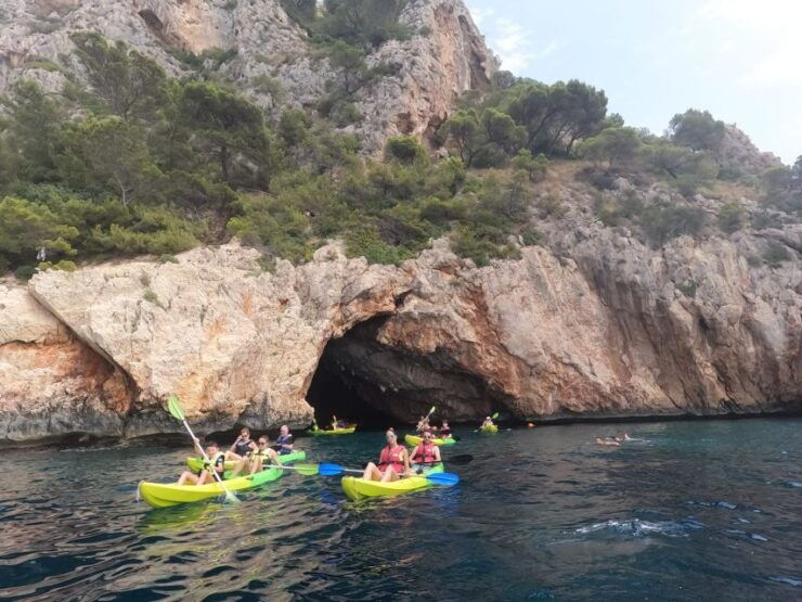 Granadella: Caló, Cova Llop Marí, and Ambolo Kayak Trip - Kayaking and Snorkeling Adventure Overview