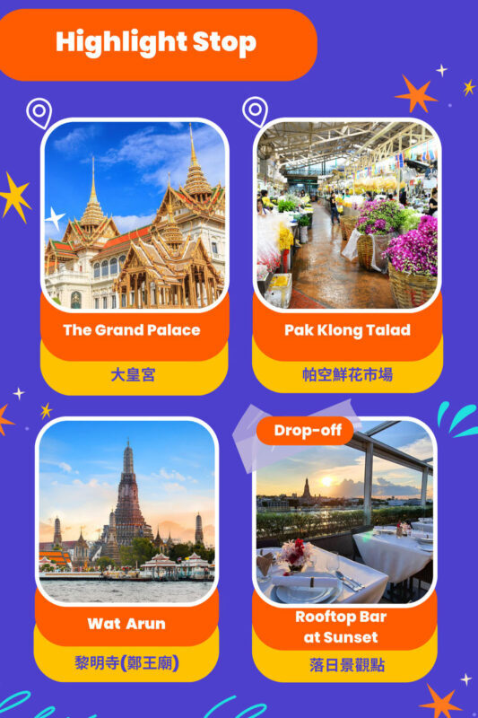 Grand Palace, Pak Klong Talad, Wat Arun, Sunset Rooftop Private Tour - Cross the river by shuttle boat to Wat Arun