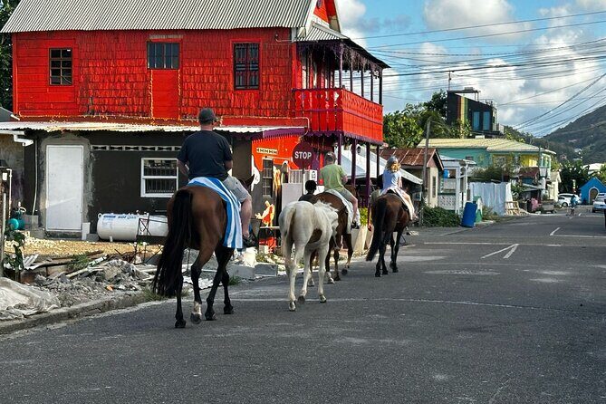 Gros Islet Village Horseback Riding run with Dore's riding Stable - The Return Ride and Final Views