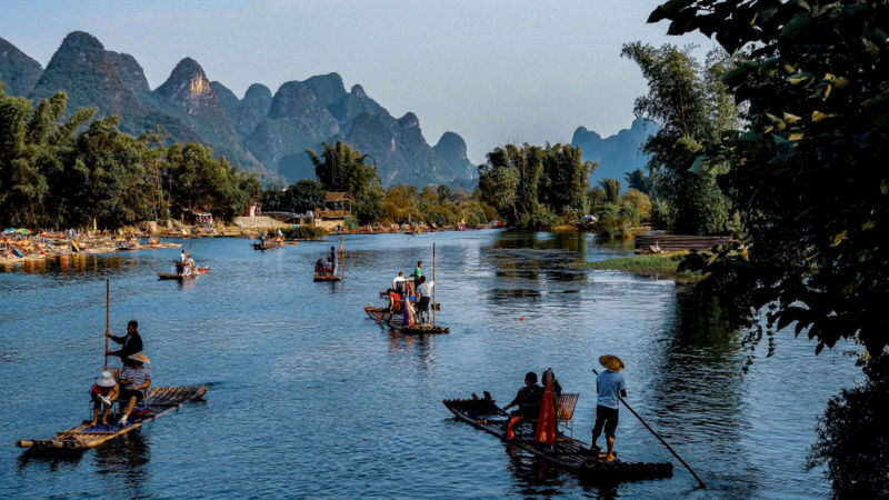 Guilin Li River 3-Star Cruise, Yangshuo Yinyan Cave, Ruyi Peak, Yulong River Bamboo Rafting, Xianggong Mountain, and Xingping 3-Day Private Tour - The route at a glance