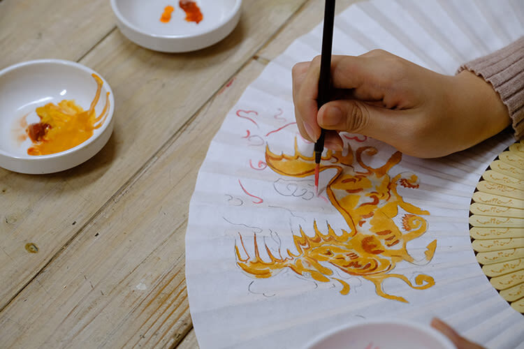 Gyeongju Drawing Shilla Dynasty Folk Painting on Fan - Choose one hour or two