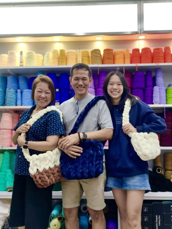 Handknit Velvet Bag Workshop in Singapore - What the one-hour session is like