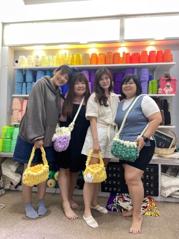 Handknit Velvet Bag Workshop in Singapore - Getting to About You Studio