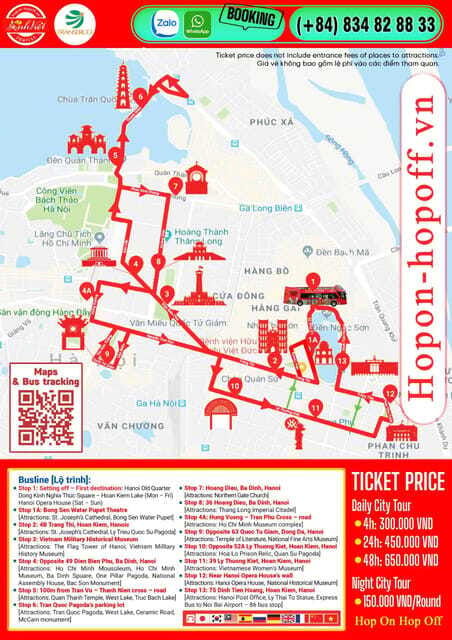 Hanoi: 1 Round Hanoi City Hop on Hop off Vietnam Bus Tour - Important Information and Restrictions