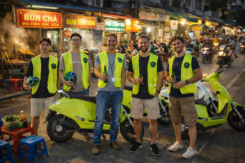 Hanoi Electric Scooter Food Tour & Train Street Experience - Hanoi from the back of a scooter