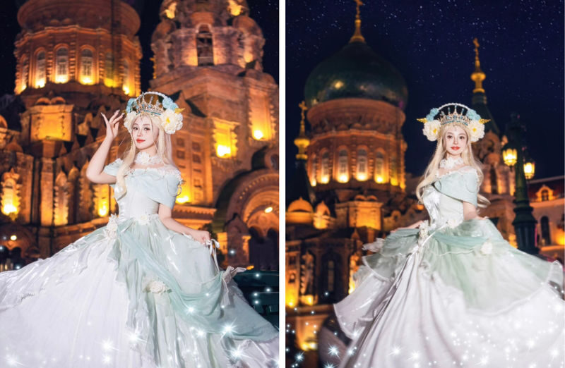 Harbin Russian Court Style Costume ▪ Shooting Experience - Saint Sophia Cathedral, stained glass, and winter light