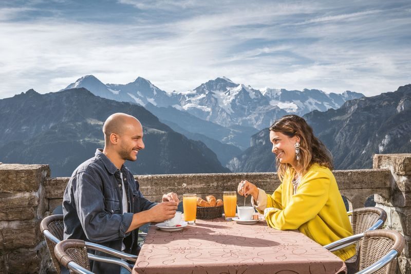 Harder Kulm - Top of Interlaken Funicular Ticket - At the summit, two lakes and a famous Alpine trio