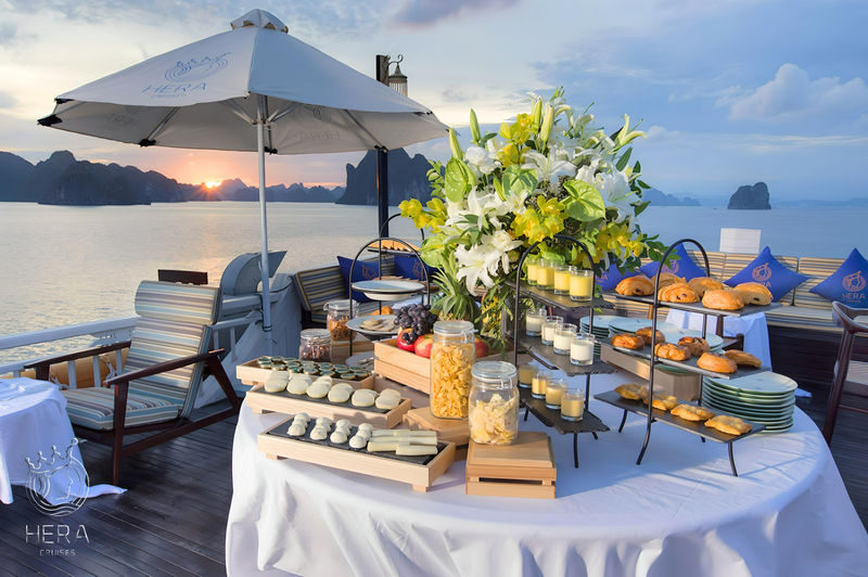 Hera Grand Luxury 2D1N Cruise: Ha Long Bay with Sung Sot & Ti Top - Sunset on deck and an evening aboard