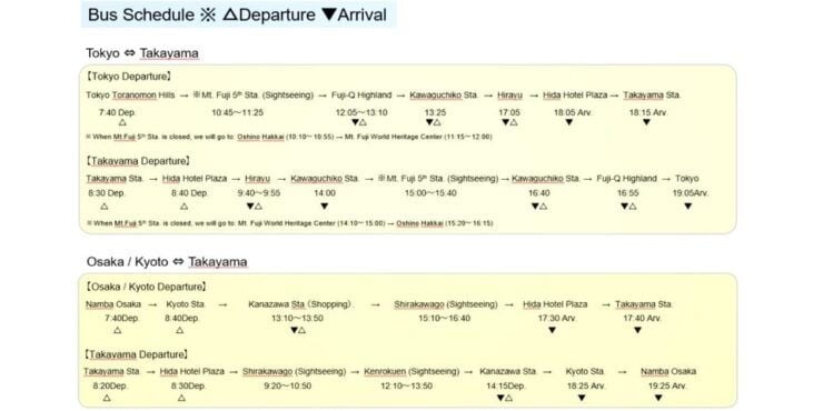 Heritage Bus From Takayama to Tokyo via Mt.Fuji 5 Station - Pricing Details