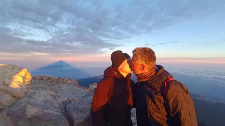 Hiking Summit of Teide by Night for a Sunrise and a Shadow - Volcanos Shadow Reflection