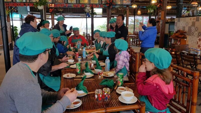 Hoi An Cooking Class With Market and Bamboo Basket Boat Tour - Tasting Your Creations in a Lush Garden Setting
