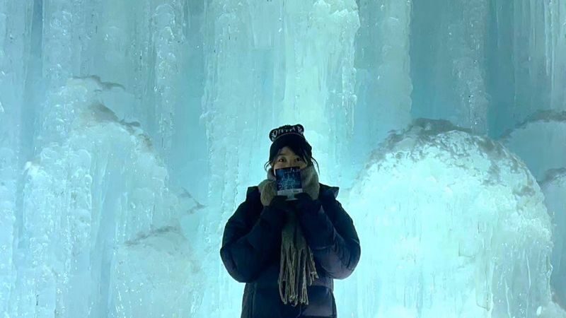 Hokkaido Sapporo/Chitose Lake Shikotsu Ice Museum Hyoto Festival Bus - Ice sculptures in changing winter light