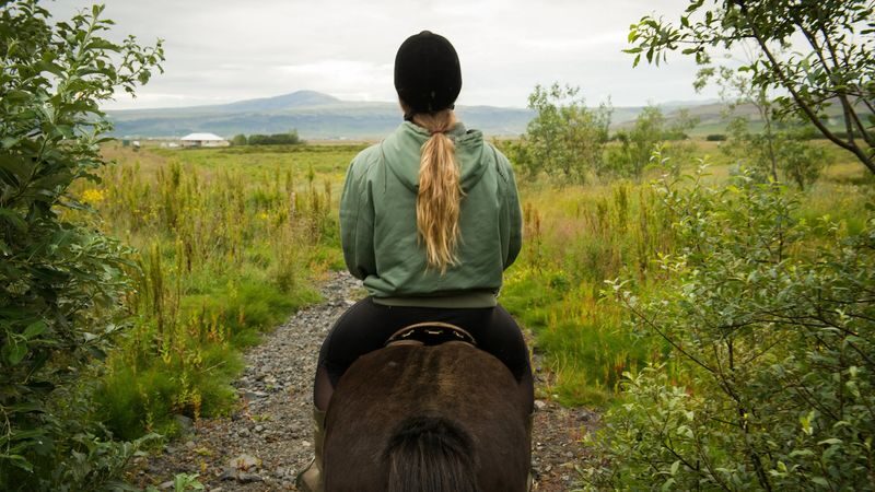 Horse riding at Reykjadalur Hot Spring Steam Valley in Hveragerdi - Getting matched with a horse and ready to ride