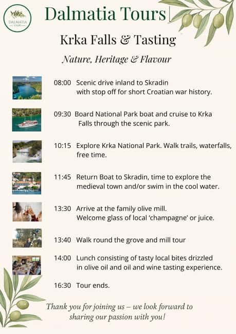 ibenik or Zadar: Krka falls, olive mill, oil & wine tasting - Good To Know