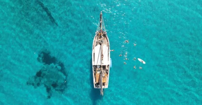 Ibiza Wooden Sail Boat Trip to Formentera - On-board Dining Experience