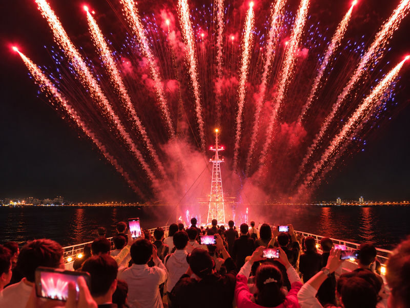 Incheon Wolmido Sightseeing & Fireworks Cruise with Live Shows & Seagull Feeding - Wolmido’s coast, seen from the water