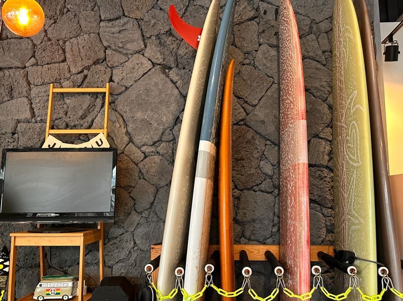 Jeju Aewol Beginner Surfing Lesson - A gentle surf setting, with Jeju scenery