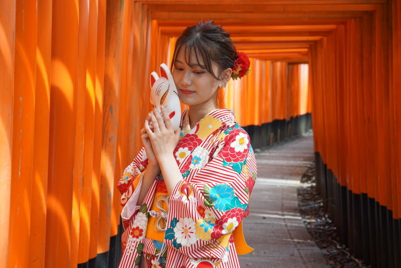 Kyoto Aiwafuku Fushimi Inari Store: Explore the Senbon Torii, Kimono Rental + Japanese-style Hair Set with Makeup and Photo Shoot available as optional extras (Aiwafuku Fushimi Inari Store) - Getting dressed beside Fushimi Inari Station