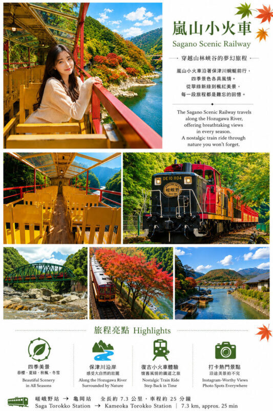 Kyoto Arashiyama In-depth One-Day Tour: Kyoto Romantic Train x Hozugawa River Gorge Rafting-Includes Local Japanese Lunch (Departing from Osaka/Kyoto) - What this Arashiyama day tour puts together