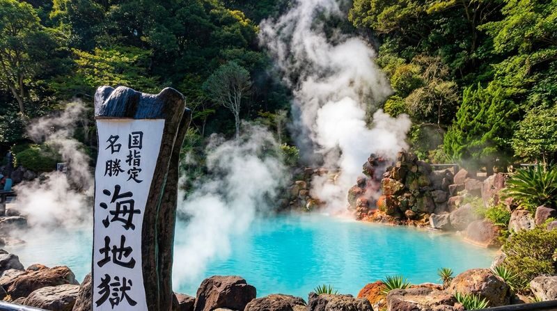 Kyushu Yufuin no Mori Train & Umi Jigoku & Dazaifu Tenmangu Shrine & Yufuin One-Day Tour (Departing from Fukuoka) - Umi Jigoku: a blue pool that is not for bathing