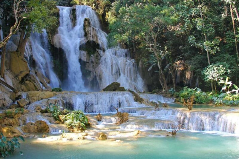 Luang Prabang: Afternoon Kuang Si Waterfalls & Sunset Cruise - Visiting the Kuang Si Heritage Rice Farm