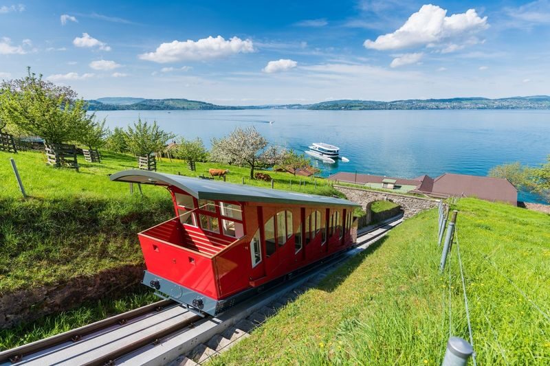 Lucerne Boat Cruise and Burgenstock Funicular Partially Guided Tour - Riding up to Bürgenstock Resort