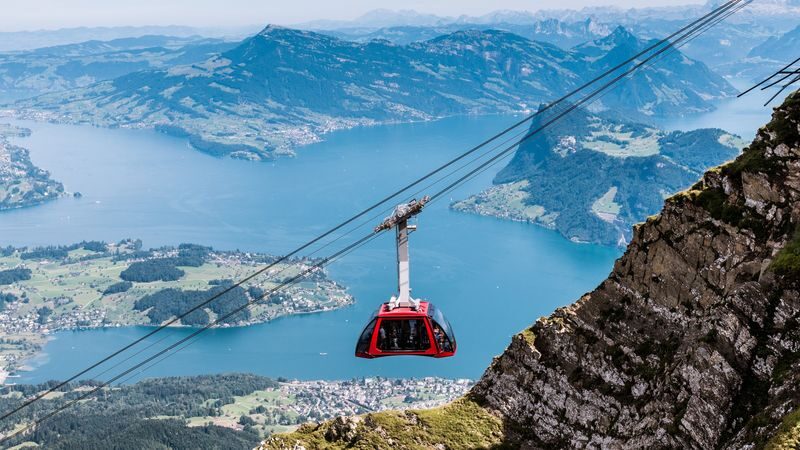 Lucerne tour with Mount Pilatus - The cable car ride up Mount Pilatus