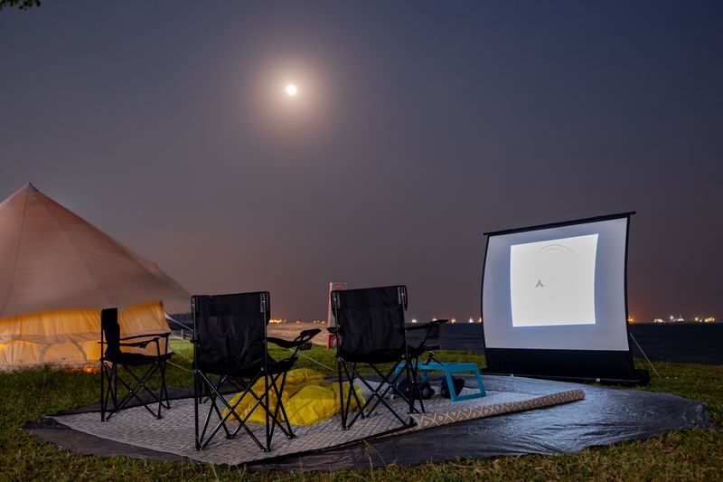 Luxurious Air-Conditioned Glamping Experience in Singapore - A seaside night, with a tent already set up