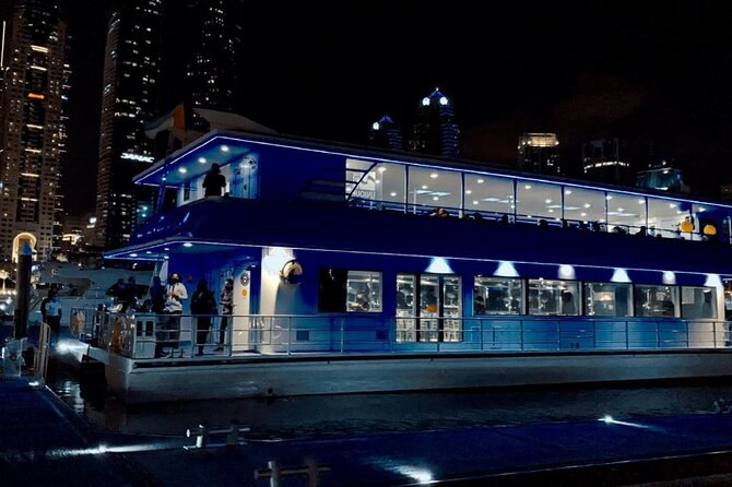 Luxury Glass Boat at Dubai Marina With 2-Hour Cruise Dinner Live Shows - Questions and Terms