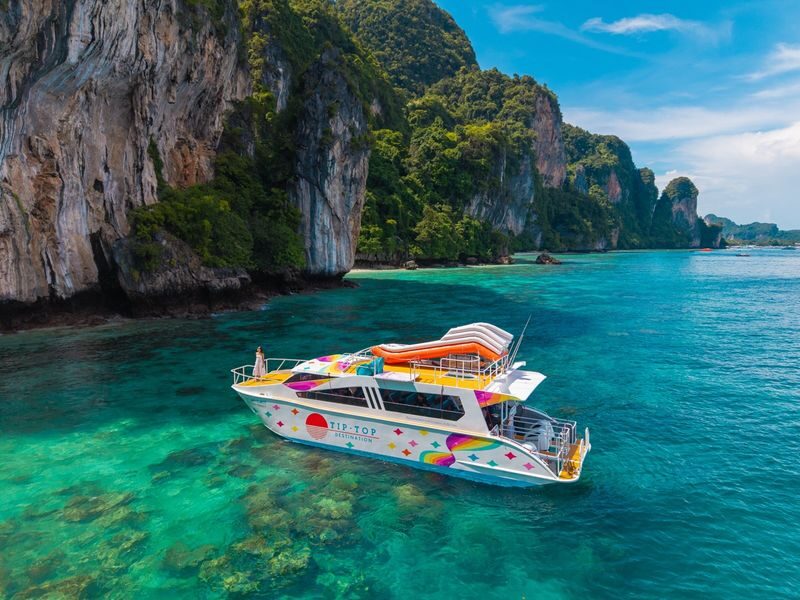 Luxury Maya Bay, Khai & Maithon Speed Catamaran Cruise from Phuket - Khai Island gives you the first swim