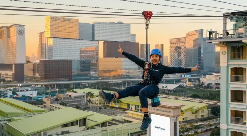 Macau Zipcity - Asia Pacific first urban zipline attraction - A quick flight above Taipa